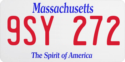 MA license plate 9SY272