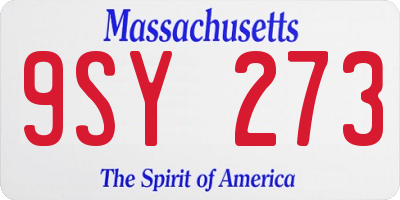 MA license plate 9SY273