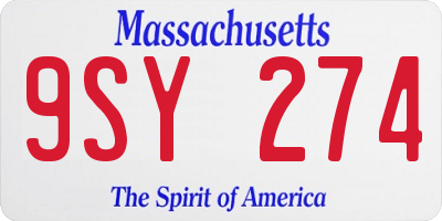 MA license plate 9SY274