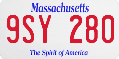 MA license plate 9SY280