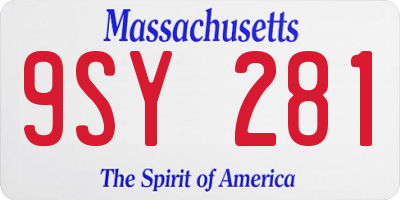 MA license plate 9SY281