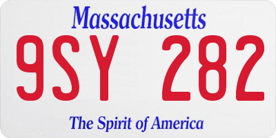 MA license plate 9SY282