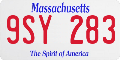 MA license plate 9SY283