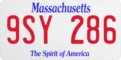 MA license plate 9SY286