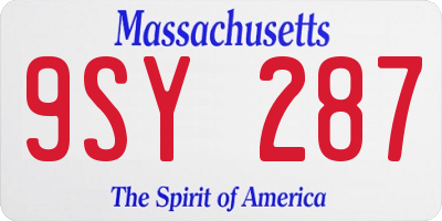 MA license plate 9SY287