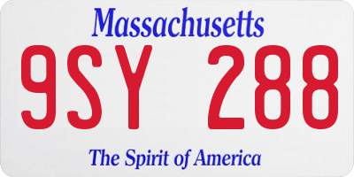 MA license plate 9SY288