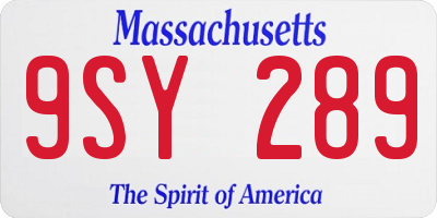 MA license plate 9SY289