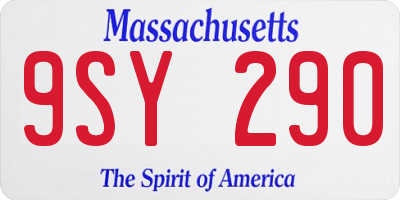 MA license plate 9SY290