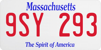 MA license plate 9SY293