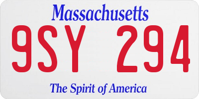 MA license plate 9SY294