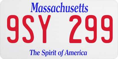 MA license plate 9SY299