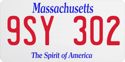 MA license plate 9SY302