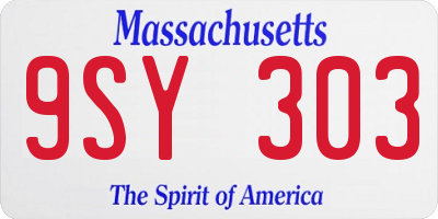 MA license plate 9SY303