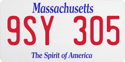 MA license plate 9SY305