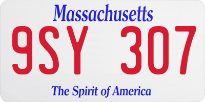 MA license plate 9SY307