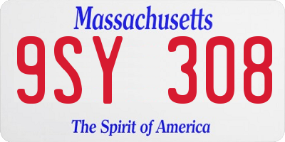 MA license plate 9SY308