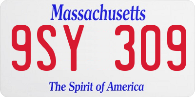 MA license plate 9SY309