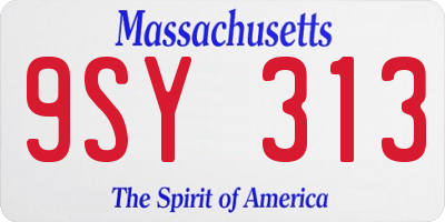 MA license plate 9SY313