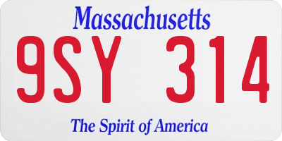 MA license plate 9SY314