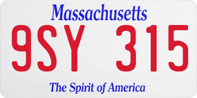 MA license plate 9SY315