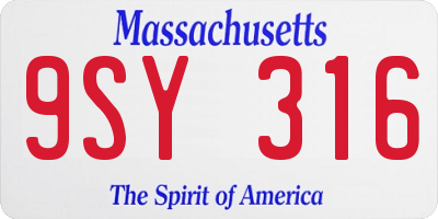 MA license plate 9SY316