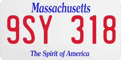 MA license plate 9SY318