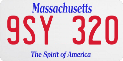 MA license plate 9SY320