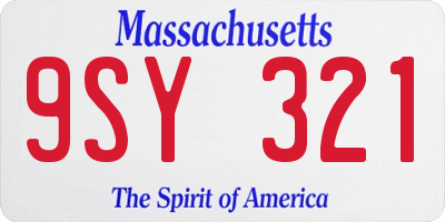 MA license plate 9SY321