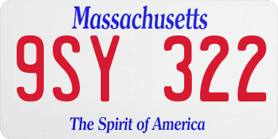 MA license plate 9SY322