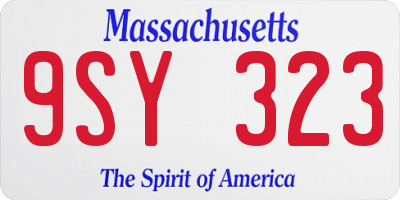 MA license plate 9SY323