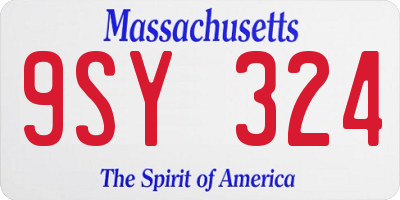 MA license plate 9SY324