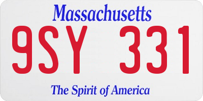 MA license plate 9SY331