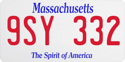 MA license plate 9SY332