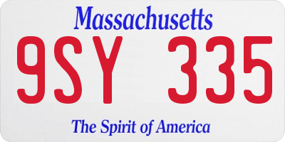 MA license plate 9SY335