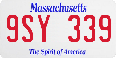 MA license plate 9SY339
