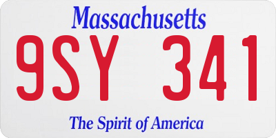 MA license plate 9SY341