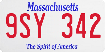 MA license plate 9SY342