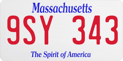 MA license plate 9SY343
