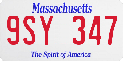 MA license plate 9SY347