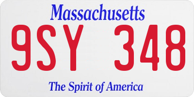 MA license plate 9SY348