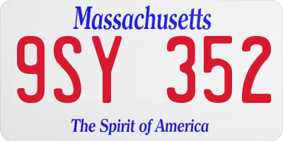 MA license plate 9SY352