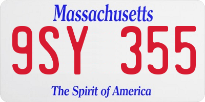 MA license plate 9SY355