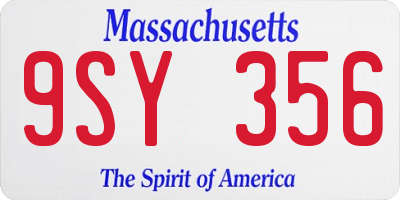 MA license plate 9SY356