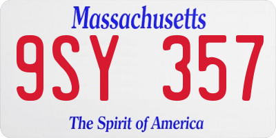 MA license plate 9SY357