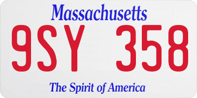 MA license plate 9SY358
