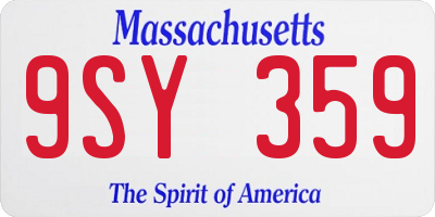 MA license plate 9SY359