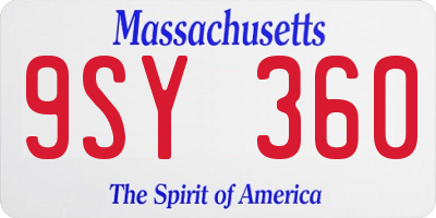 MA license plate 9SY360