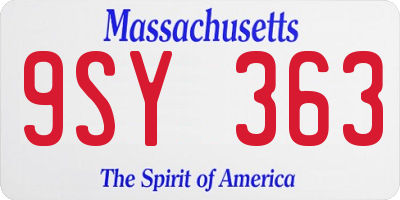 MA license plate 9SY363