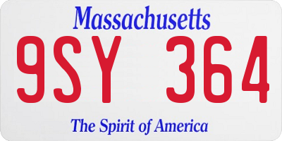 MA license plate 9SY364