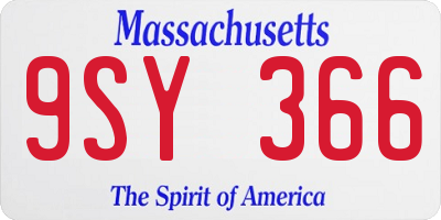 MA license plate 9SY366